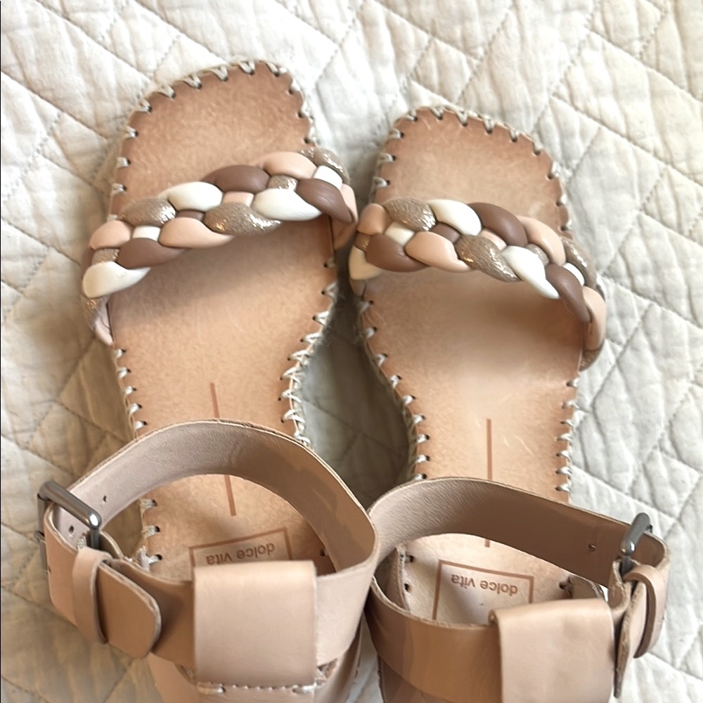 Nude Braided Espadrille Wedge Sandals with Ankle Strap - Picture 10 of 11